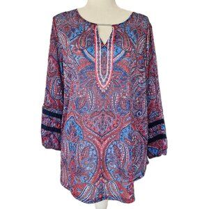 Ruby Rd. Woman 1X Top Soft 3/4 Bell Sleeve and Pretty Embroidery
